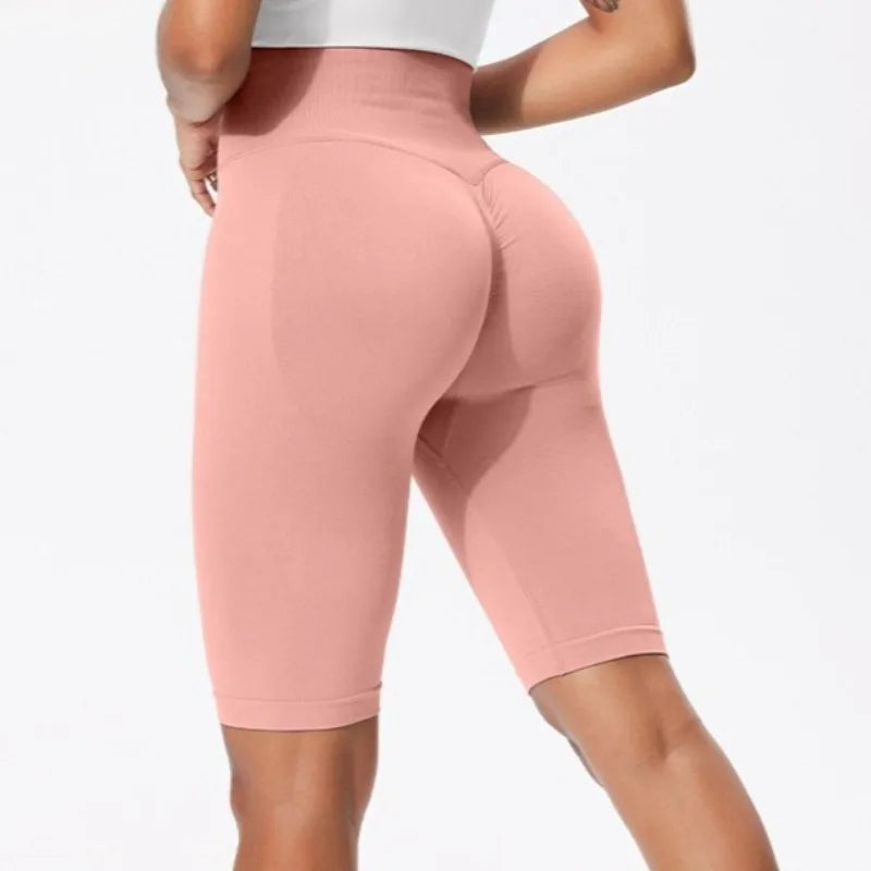 STOUREG Women's High Waist Yoga Shorts Tummy Control Quick Dry Running Sports Tight Gym Fitness Workout