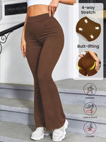 Women's High-Waisted Flared Yoga Leggings, Basic Style High Stretch Bootcut Workout Pants,Women's Trousers,Plus Size Leggings
