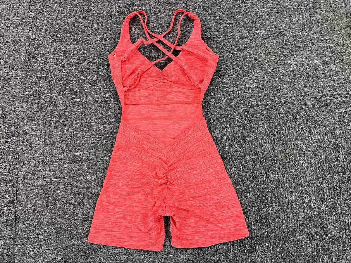 Adjustable double straps Open backV shape back design Scrunch butt No front seam Flatlock InseamRemovable pads BODYSUIT
