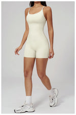 Summer New Hollow Open Back Criss Cross Yoga Jumpsuit Women Outdoor Solid Sleeveless Hip Lifting Pleate Sports Fitness Suits