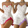 New Style Luxury Women Heart PrintNightdressDeep V Sleeveless Fashion Pajamas Seductive Sleep Dress Valentine's Women's Gift