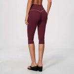 Hip Lifting Midi Length Yoga Pants Women Contrast Color Gym Sports High Waist Capri Trousers Breathable Fitness Running Leggings