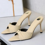 BIGTREE Summer Woman Slippers Fashion Open Toe Thin High Heels Shoes Street Style Stripper Party Slides Zapatos De Mujer
