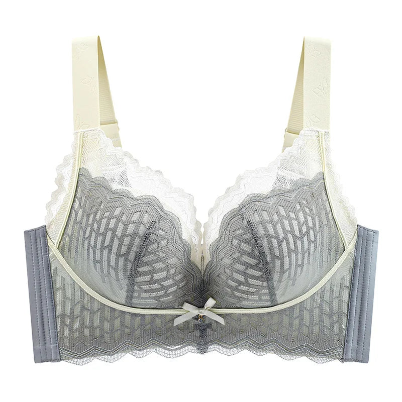 Thin WireFree Underwear Women Thin Style Large Chest Show Small Bra Gathered Adjusted Breast Closure No Steel Ring Bra 80-120CDE