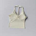 Women's Summer V-Neck Yoga Sports Vest Hanging Back Neck Design Outdoor Running Training Gathered Fit Top for Active Wear