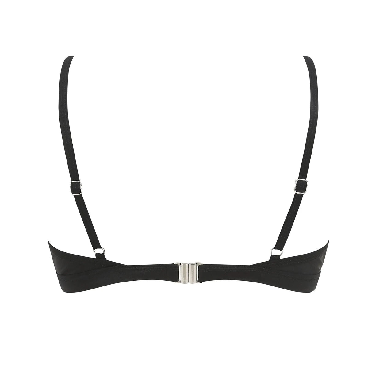 Women's Wire Free V Neck Triangle Bikini Top Black Hollow Out Push Up Bra Sexy Swimsuit Summer Adjustable Straps Bathing Suits