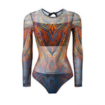 S - XXL New Printed Long Sleeve With Pants Women Swimwear One Piece Swimsuit Female Floral Padded Bather Bathing Suit Swim V7176