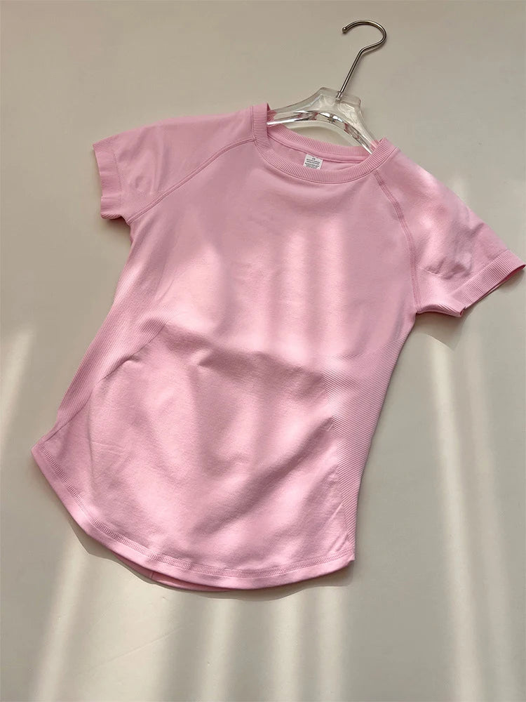 Sport Shirt Women Fitness Impact Short Sleeve Top Gym Workout Yoga Blouse Quick Dry Breathable Running Tee Top