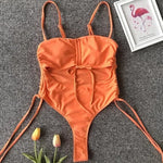 Splicing High Cut Out One Piece Swimsuit Women Tassel Swimwear Female Sexy Bathing Suit String Leopard Bikini 2025 Monokini Lady