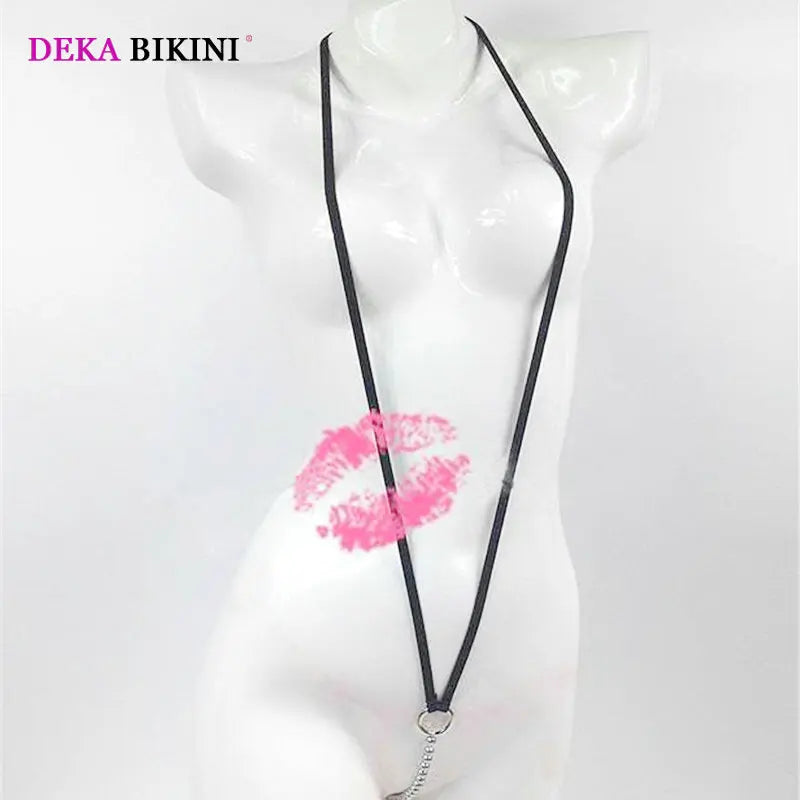 DEKA Women's Sling Shot Weeny Swimsuit G-String Thong Micro Bikini Minimal Coverage Bodysuit Teddy Extreme Monokini Bathing Suit