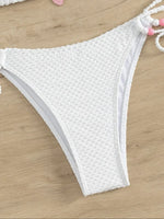 Sexy Pink Micro Thong Bikinis Sets Bead String Halter Swimwear Women Mini Swimsuit Bathing Suit Lace-up Biquinis Triangle Bikini