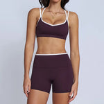 Tight Naked Yoga Shorts Suit Women Double Strap Sports Bra High Waist Flare Leggings Fitness Suit Gym Running Workout Clothes