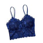 Women's Embroidery Lace Strap Vest Bralette Sexy Back Design No Wireless Push-up Detachable Breast Pads Included