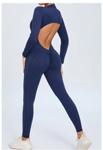Women Sportwear Yoga Jumpsuit Zip Long Sleeve Back Open Outfit Fitness Tracksuit Tight One-piece Gym Overalls Sports Bodysuit