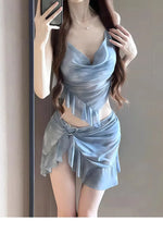 New Korean Style Bikini Set Women Pink Gradient Ruffles Push Up Mesh Skirt 3 Piece Swimsuit Summer Bathing Suit Holiday Swimwear