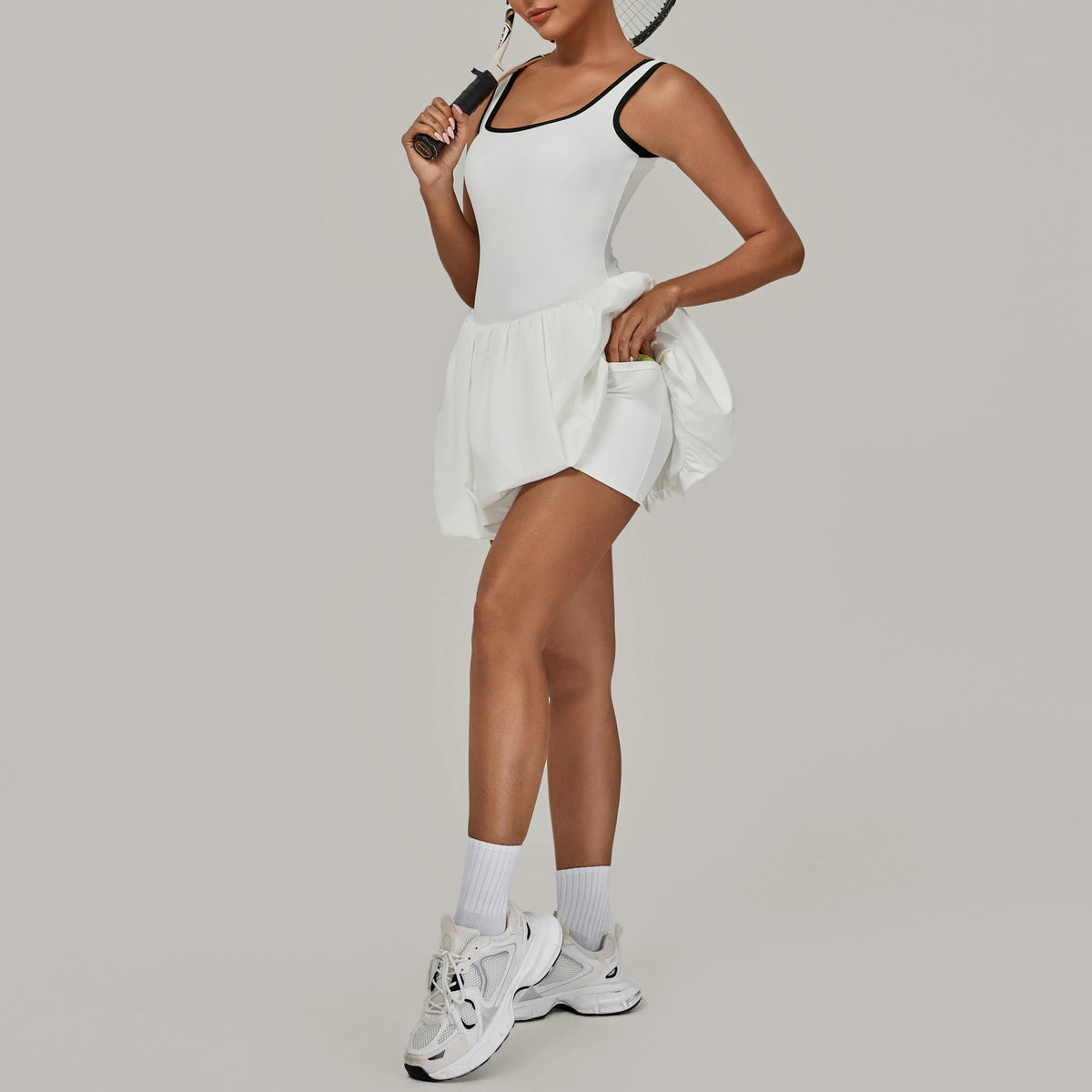 Tennis Dress for Women with Built in Shorts Womens Athletic Dresses Sleeveless Boat Neck Active Workout Skort Dress