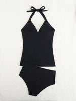 2026 Halter Tankini Set 2 Pieces Solid Swimwear Female Black Swimsuit Women Bathers Bathing Swimming Swim Suit Beachwear