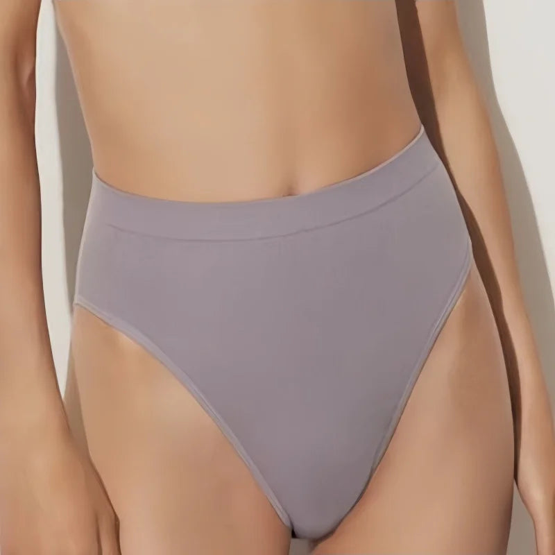 2Pcs/Set Seamless Panties High Waist Briefs Women High Leg Cut Panties Female Underpants Sexy Lingerie Solid Color Underwear S-L