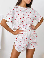 Women Pajamas Set Women's Short Sleeve Shorts Jacquard Print Summer Fashion Two-piece Pajamas Homewear Set Loungewear for Women