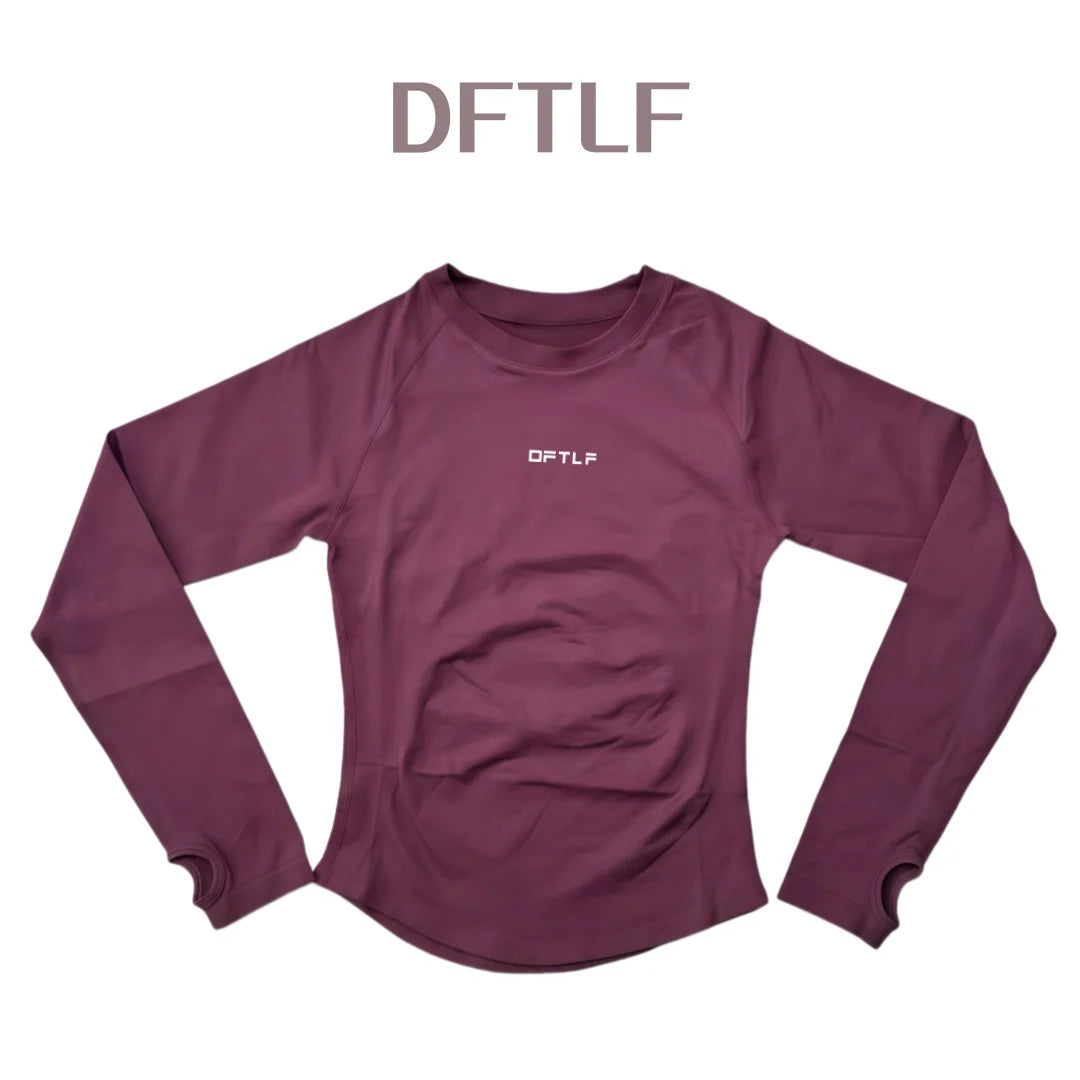 DFTLF Yoga Shirts For Women Long Sleeve Winter Fitness Running Gym Clothes Workout Dry Fit Breathable High Elastic Sports Top