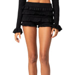 Women Knit Shorts Elastic Waist Ruffle Layered Short Pants Summer Fall Casual Kawaii Grunge Y2K Aesthetic Shorts