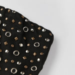 Women's Summer Studded Tube Tops Strapless Solid Color Bandeau Tops Slim Fit Vest