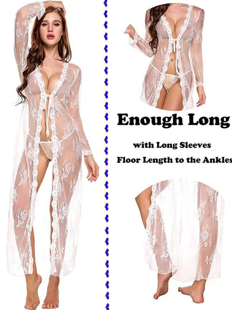 Suspender Underwear Front Open Lace-Up Dress Sexy Clothes For Women Lace Black Plus Size Nightgowns Open Lingerie Skirt Set