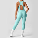 Open Back Racerback Yoga Jumpsuit Women Seamless Butt Lifting High Elastic Gym Workout One Piece Bodysuit