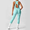 Open Back Racerback Yoga Jumpsuit Women Seamless Butt Lifting High Elastic Gym Workout One Piece Bodysuit