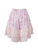 Women's Floral Lace Hem Shorts Drawstring Elastic Waist Wide Leg Knee Length Shorts Daily Loose Casual Lounge Street Mid Pants