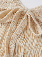 Women Tassel Hem Tank Tops Halter Open Back Sleeveless Shirts Summer Crochet Knit Crop Vest for Vacation Beach