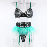 Toucheart 3 Piece Set Lingerie Garter Sets Lingerie For Woman Sexy Mini Skirt See-Through Embroidered Bra Erotic Underwear New