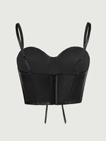 Sexy Black Short Leopard Print Shapewear Tube Top Strap Back Button Women's Erotic Crop Top Camisole Casaul Pure Desire HVVI