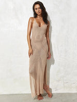 2025 Sexy Hollow Out Crochet Knitted Tunic Beach Cover Up Cover-ups Beach Dress Beach Wear Beachwear Female Women Long Dress