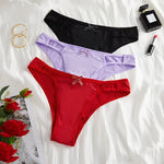 Sexy Fashion Women's Mid-Waist Triangle Panties Bowknot Lingerie Underpants Thin Breathable Briefs Soft Comfortable Underwear