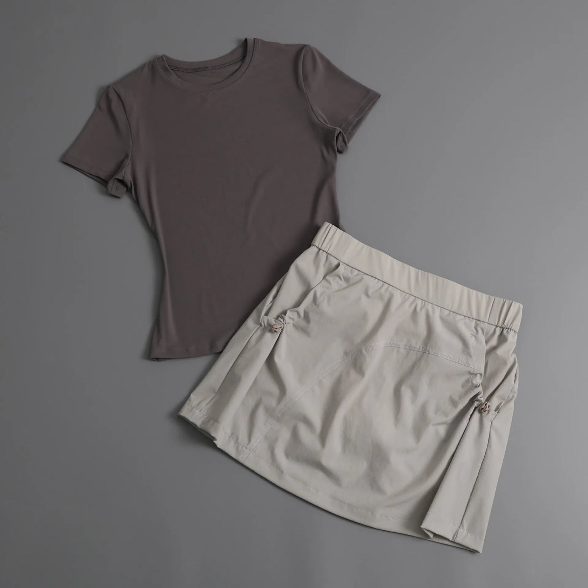 Summer Casual Yoga Sets Women Short Sleeve Loose T-shirt Sportwear High Waist Pocket Sports Short Skirt Fitness Running Wear