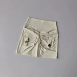 Nude High-Waisted Women's Yoga Fitness Shorts with Pockets Peach Hip Sports Fitness Running Training Gym Active Leggings