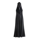 Foridol Halter Satin Dress Women Sexy Backless Burgundy summer spring Dress Elegant Maxi Long Party Dress Christmas Vestidos