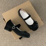 Preppy Butterfly-Knot Low Heel Mary Janes Women Vintage Solid Buckle Strap Pumps Woman Cute Sweet Lolita Single Shoes for Ladies