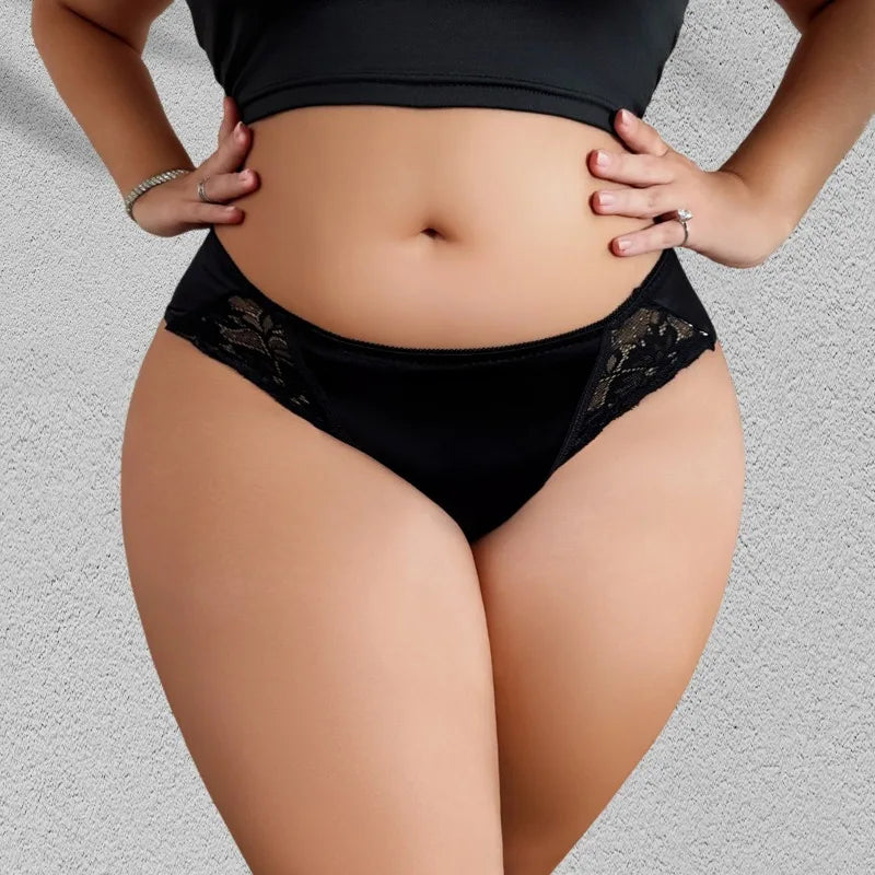 1pcs Plus Size Sexy Hollow Out Women Panties Mid Waist Patchwork Solid Comfortable Lady Briefs Floral Elegant Female Underwear