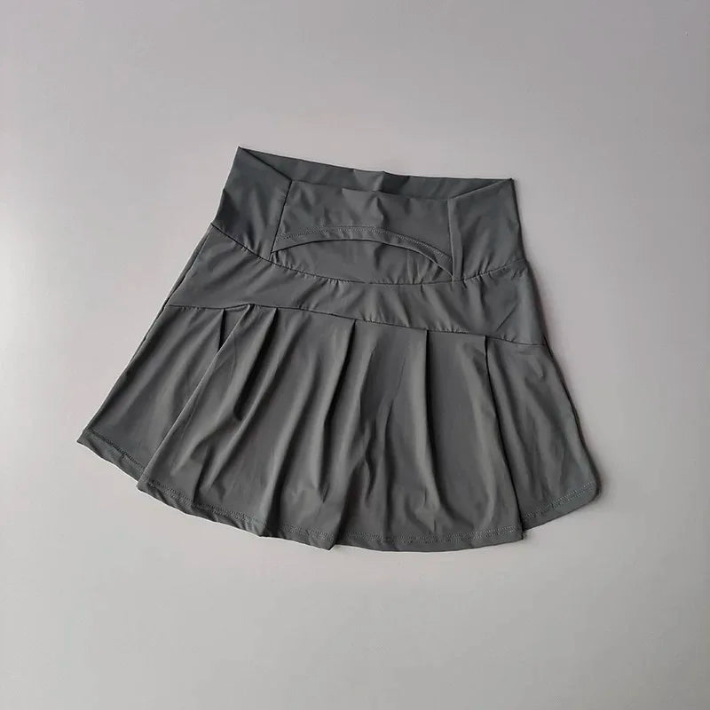 Women's High-Waisted Sports Short Skirt Anti-Glare A-Line Yoga Pants Skirt with Inner Lining for Fitness Cool Design