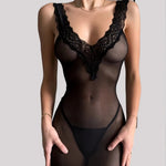Toucheart 2PCS Lace See-through Hollow Out Sexy Interesting Thin Model Pajamas Panty Slim High Waisted Women Sexy Pajamas Set