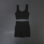 Seamless Yoga Sets Women Ribbed Activewear Girls Fitness Suits Workout Leggings Athletic Gym Shorts Sport Bras Running Top Set