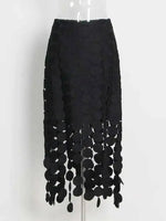 Dot Solid Minimalist Casual Skirt For Women High Waist Patchwork Zipper Irregular Hollow Out Skirts Female Fashion New OPM8
