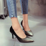 Gradient color patent leather women's shoesspring and summer new pointed shallow mouth sexy stiletto heels work shoes drf56