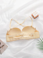 Women's drawstring strap 3/4 seamless bra one-piece gathering cross back adjustable bra with beautiful back U01
