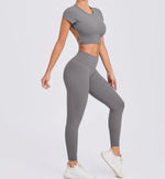Women's Yoga Sets 2 Piece High Waist Hip Lift Leggings with Cross Back Sports Bra Seamless Workout Clothes Fitness Gym Wear Set