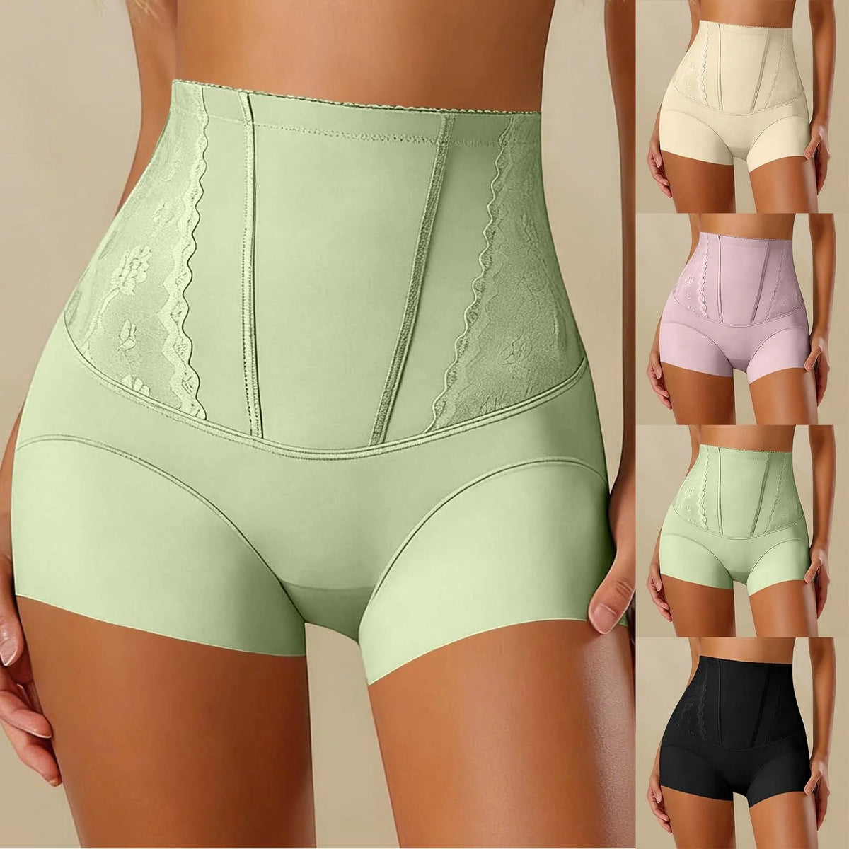 High Waist Lace Flat Belly Boxer Shorts For Women Slimming Panties Shapewear Tummy Control Underwear Female Hip Lifting Briefs