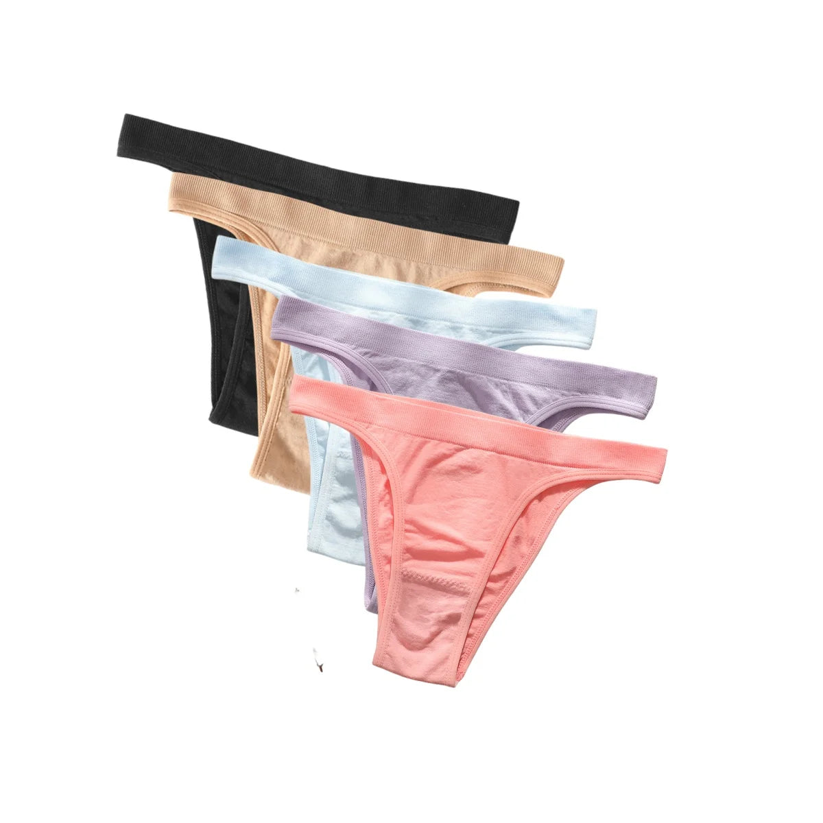 5Pcs/Set Women Seamless Brazilian Panties Solid Color High Leg Cut Briefs Sexy Underwear Female Underpants Comfort Lingerie