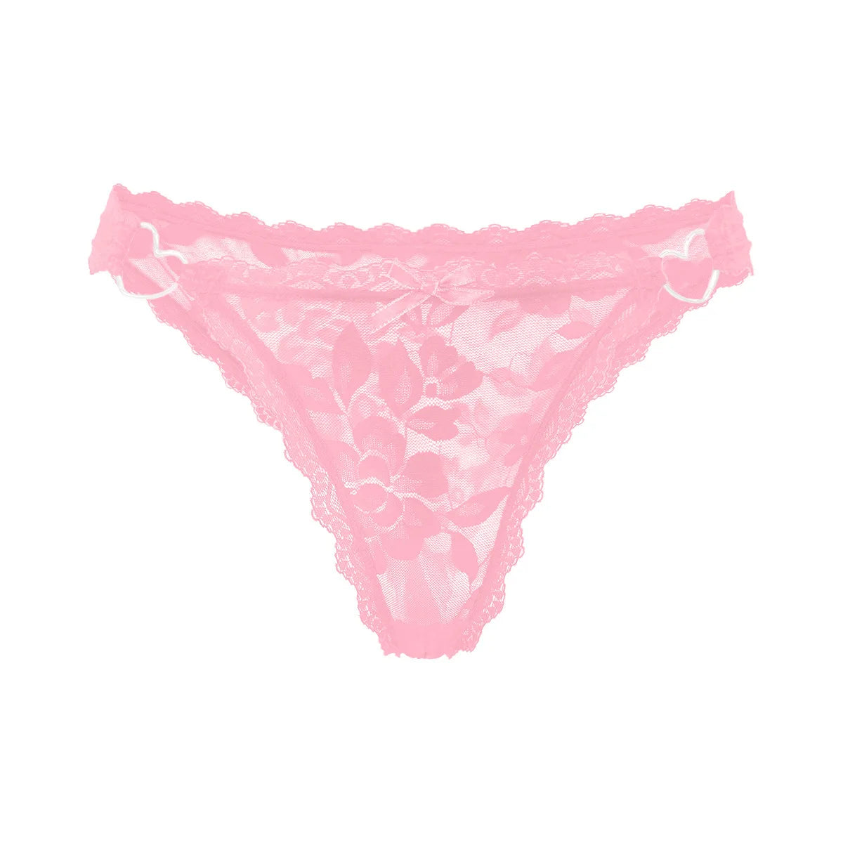 1pc Women's Multi-Color Lace Panty Low-Rise Bowknot Lingerie Hollow Out Semi-Covered Butt Heart Buckle Soft Breathable Underwear